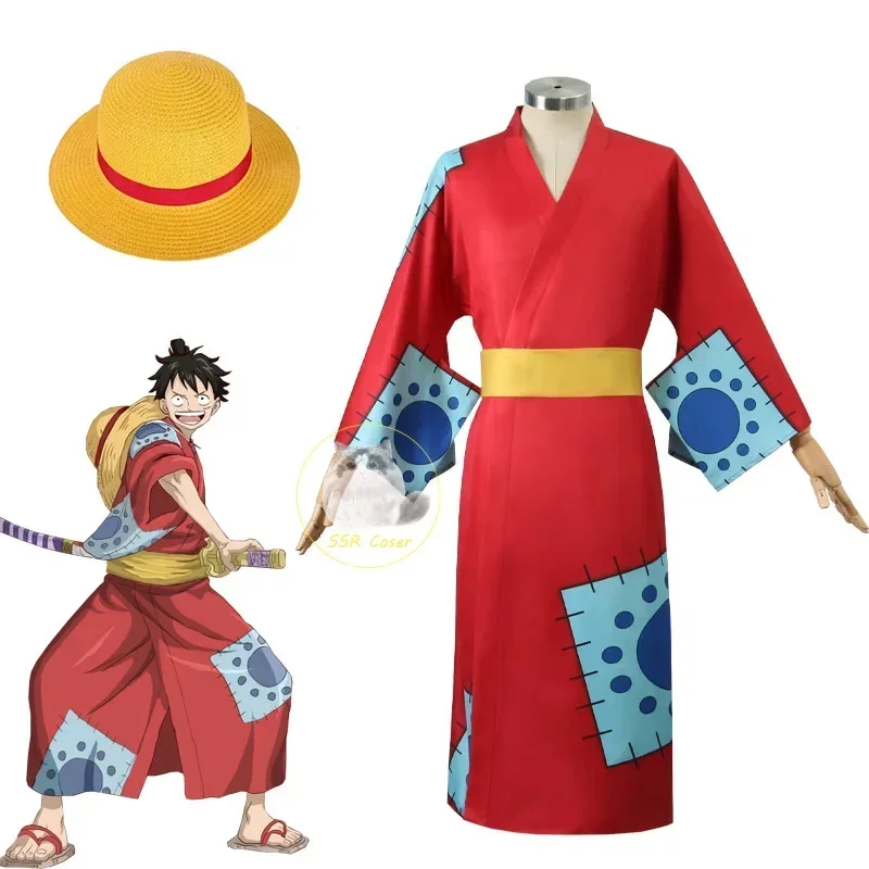 Anime Cosplay Kimono - Anime Luffy Cosplay Costume, Wano Country