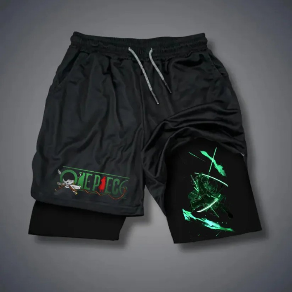 Anime Cosplay Duo - One Piece Men's Double Shorts Roronoa