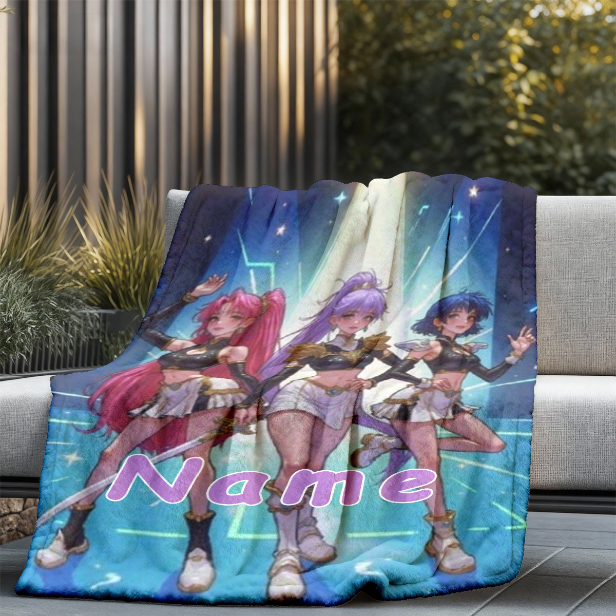 Anime Cosplay Girl Name - Personalized Anime Girls Blanket Name Custom