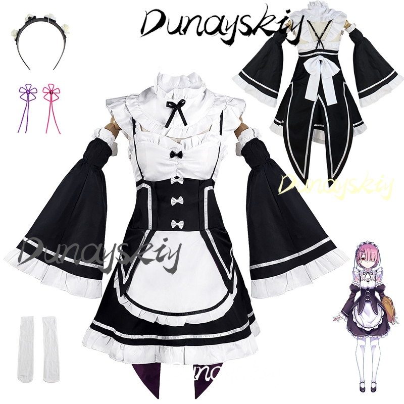 Rem Ram Cosplay Costume Anime  - Anime Cosplay Rem avaliação e preço
