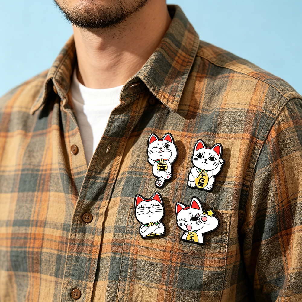 Lucky Cat Enamel Pin Set - 4PC - Naruto Headband Metal avaliação e preço