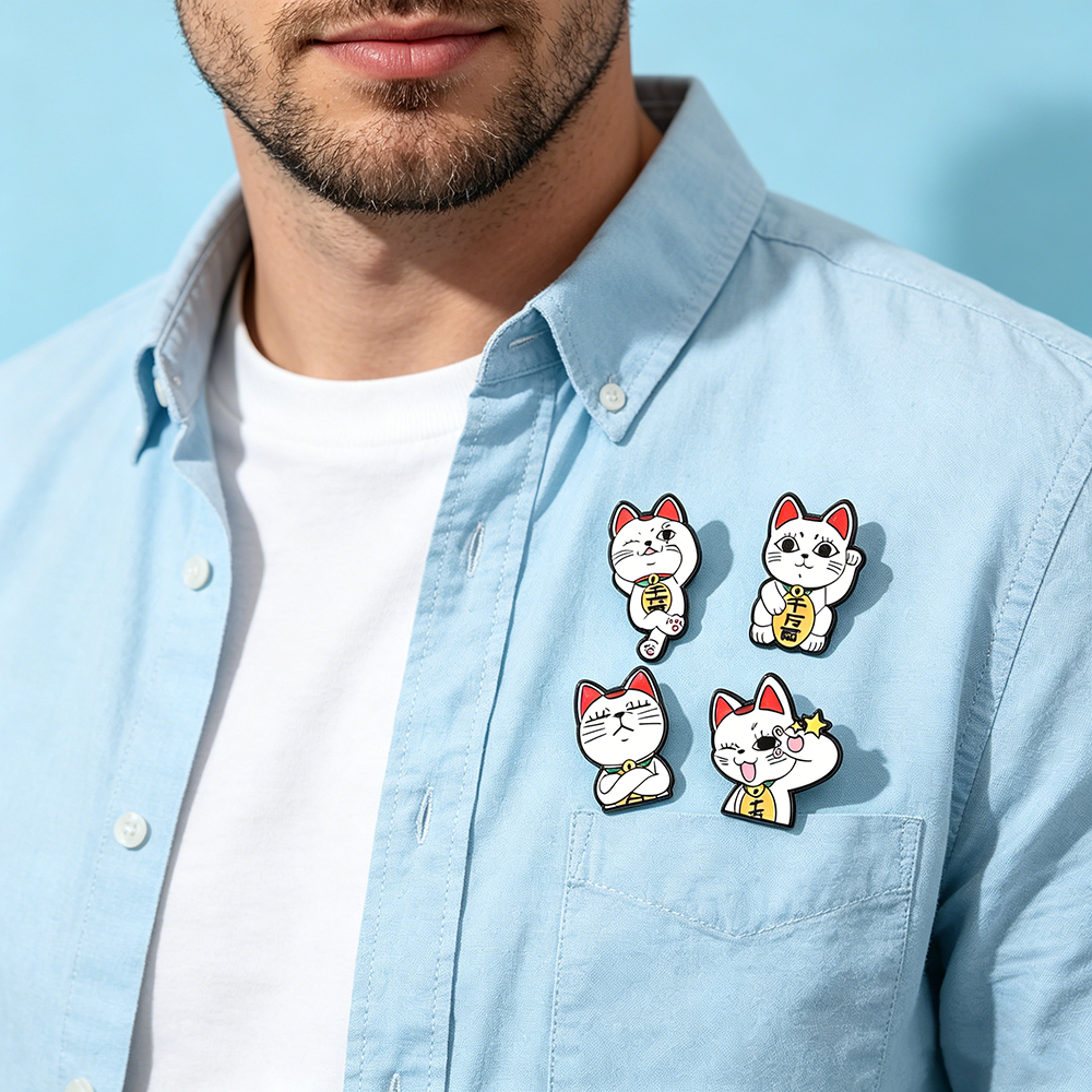 Lucky Cat Enamel Pin Set - 4PC - Naruto Headband Metal avaliação e preço