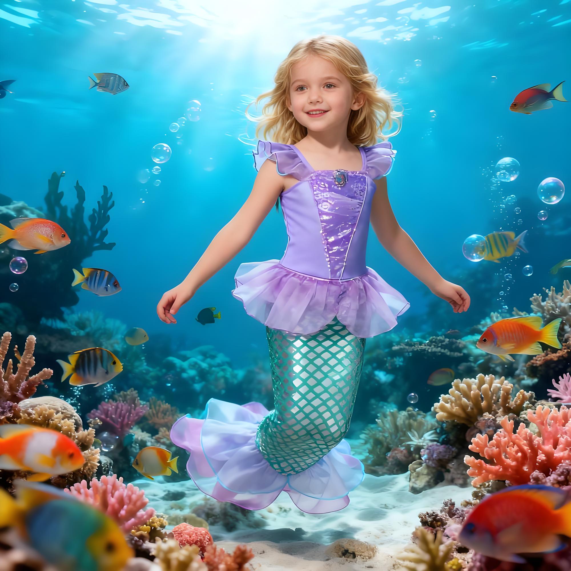 Summer Mermaid Birthday Party  - Anime Cosplay Little Girl avaliação e preço