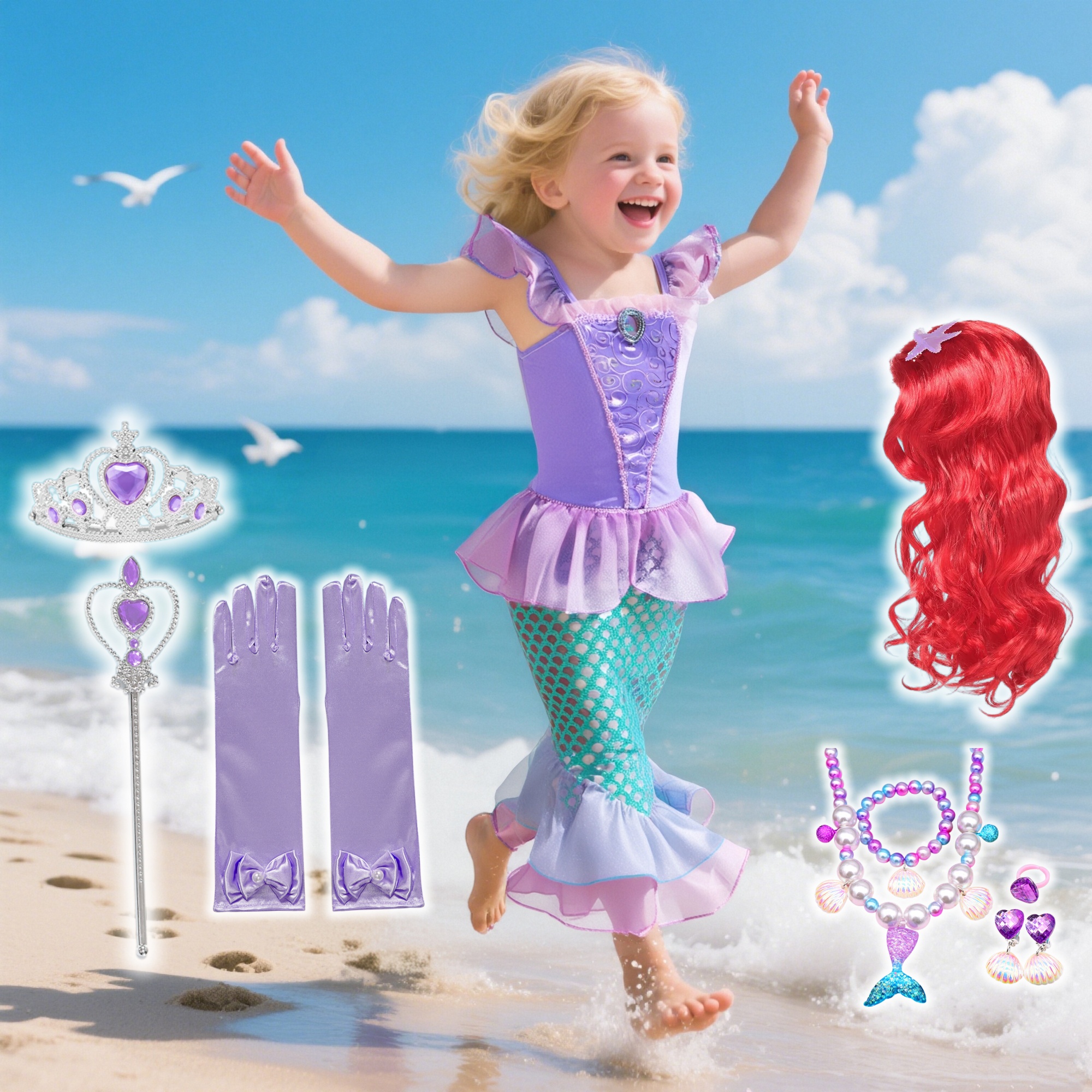 Summer Mermaid Birthday Party  - Anime Cosplay Little Girl avaliação e preço